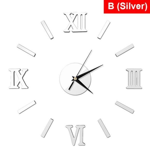 3D Mirror Roman Numbers Wall Clock - Picture 5 of 9